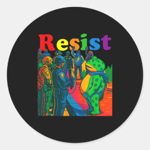 Adesivo Redondo Rãs Resistem ao Protesto de Rãs de Portland Vintag