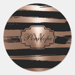 Adesivo Redondo Rascunhos de Pincel rosa Dourado