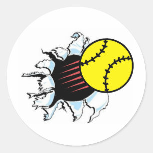 Adesivo Redondo Rasgo do softball ele