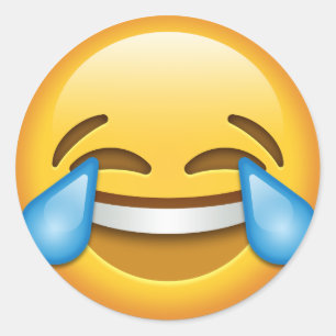 Adesivo Redondo Rasgos do emoji da alegria engraçados