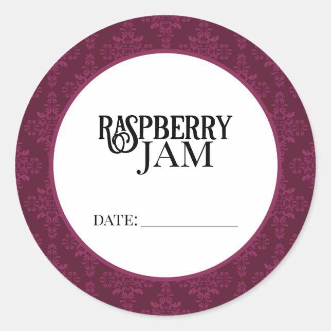 Adesivo Redondo Raspberry Jam Canning Lid Labels (Frente)