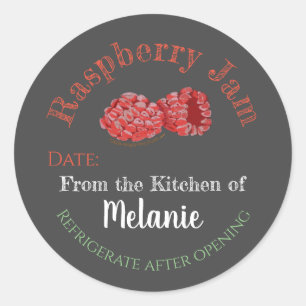 Adesivo Redondo Raspberry Jam Chalk Art Canning Jar Lid