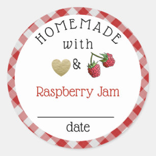 Adesivo Redondo Raspberry Jam Gingham moderna caseira