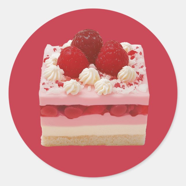 Adesivo Redondo Raspberry Mousse Cake (Frente)