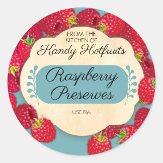 Adesivo Redondo Raspberry raspberries jam jelly preserves canning