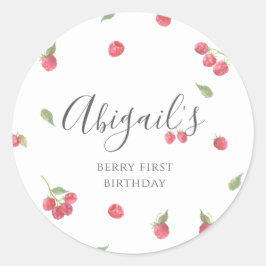 Adesivo Redondo Raspberry Sweet Berry Primeira Festa de aniversári