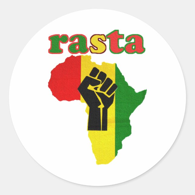 Adesivo Redondo Rasta Black Power Fist sobre a África (Frente)