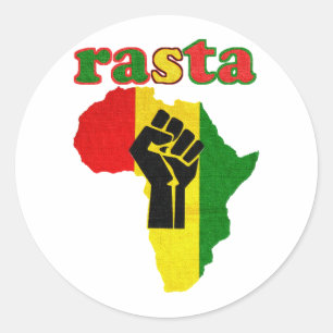 Adesivo Redondo Rasta Black Power Fist Sobre África