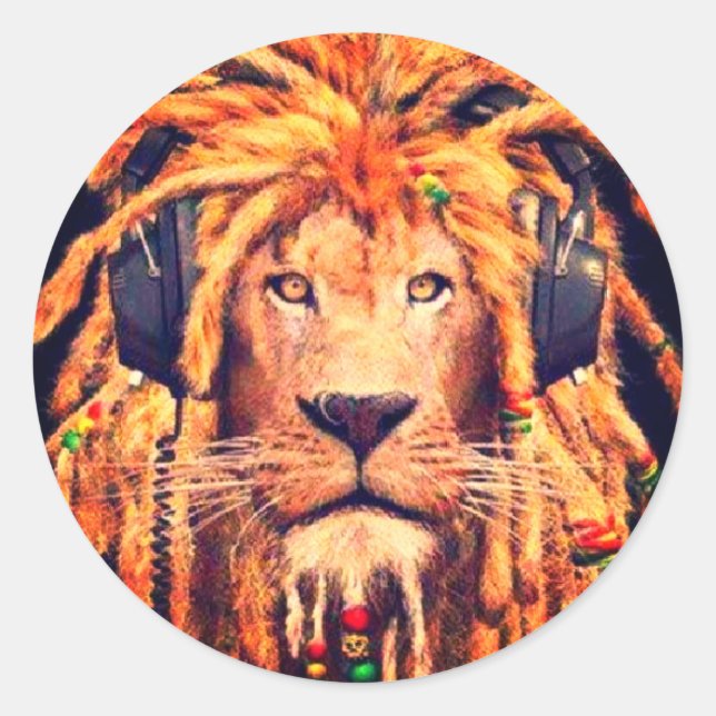 Adesivo Redondo Rasta Lion (Frente)