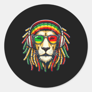 Adesivo Redondo Rasta Reggae Music Lion Jamaica