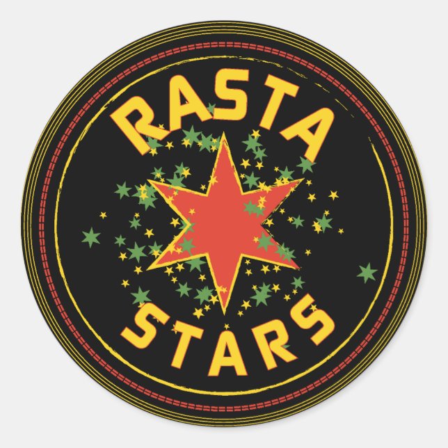 Adesivo Redondo Rasta Stars Round Sticker (Frente)