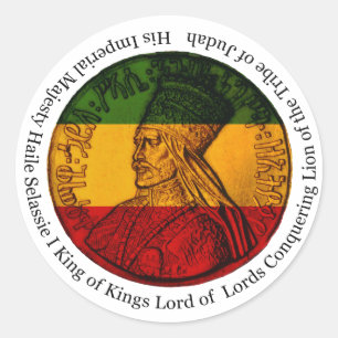 Adesivo Redondo Rasta Sticker Conquistando Leão de Judah Sua Maje