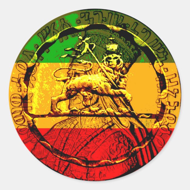Adesivo Redondo Rasta Sticker Lion King of Judah (Frente)