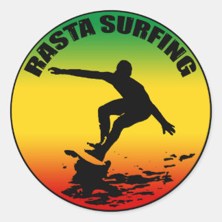 Adesivo Redondo Rasta Surfing Sticker