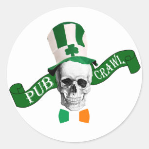 Adesivo Redondo Rastejamento de bar irlandês engraçado
