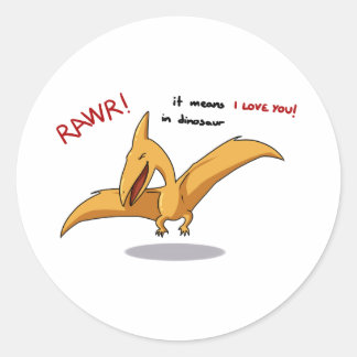 Adesivo Redondo Rastreio de dinossauro bonito significa que eu te 