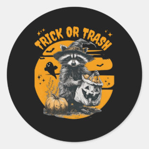 Adesivo Redondo Rastreio De Raccoon Halloween Ou Ratos De Lixo Vi