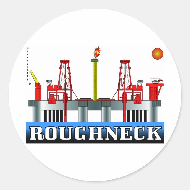 Adesivo Redondo Rastreio, Vinheta de Campo de Petróleo, Rig de Pet (Frente)