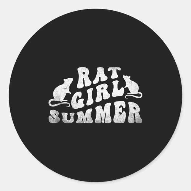 Adesivo Redondo Rat Girl Summer, Animal Lover, Hello Summer, Funny (Frente)