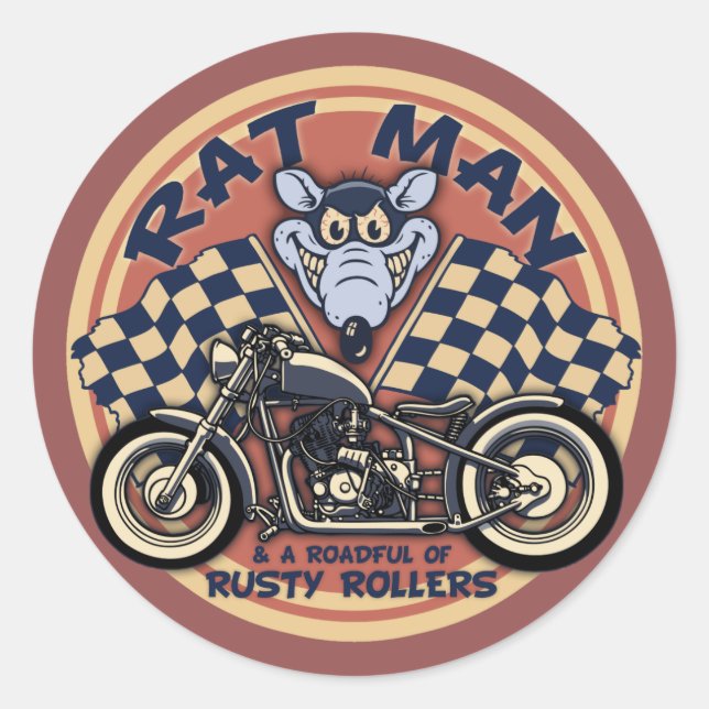 Adesivo Redondo Rat Man Roadful (Frente)