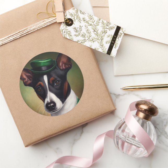 Adesivo Redondo Rat Terrier Dog na Rua. (Presentear)