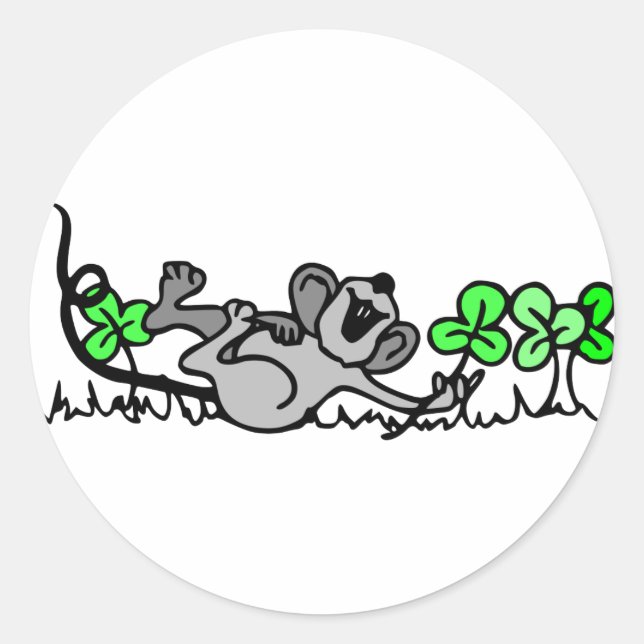 Adesivo Redondo Rato Brincando De Camarões (Frente)