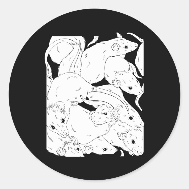 Adesivo Redondo Rato-Cérebro I Wicca Ratos-Gótico-de-bruxaria (Frente)