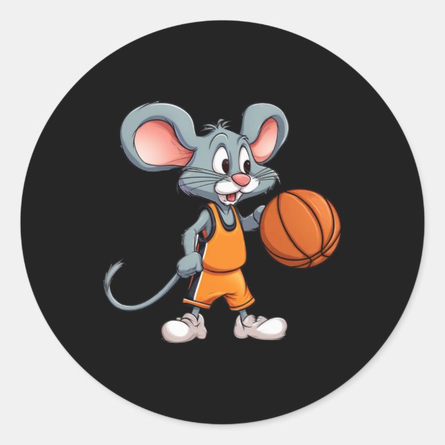 Adesivo Redondo Rato de basquete (Frente)
