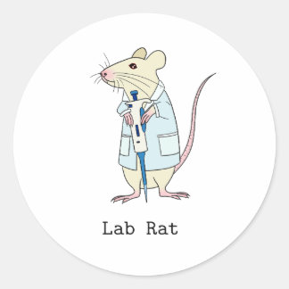 Adesivo Redondo rato de laboratório de ciência genética