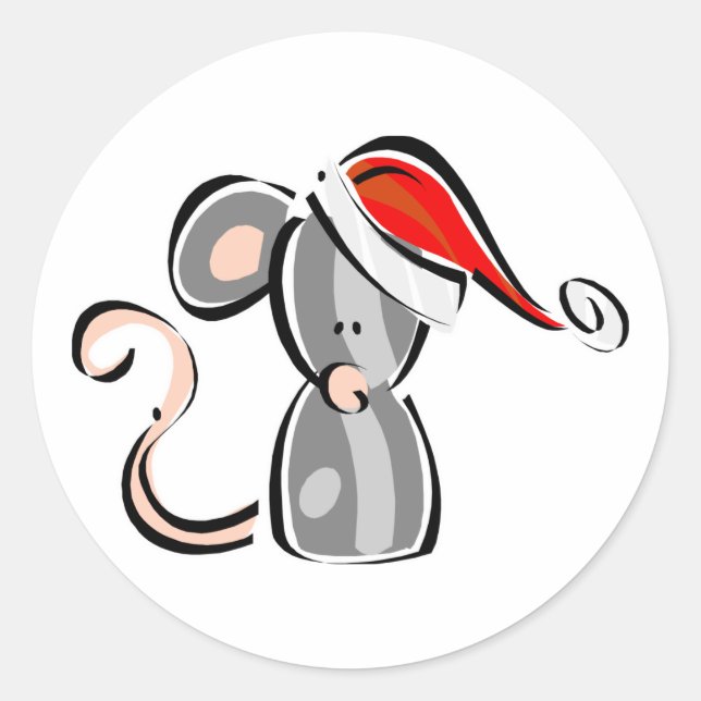 Adesivo Redondo Rato de Natal (Frente)