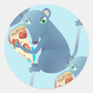 Adesivo Redondo rato de pizza
