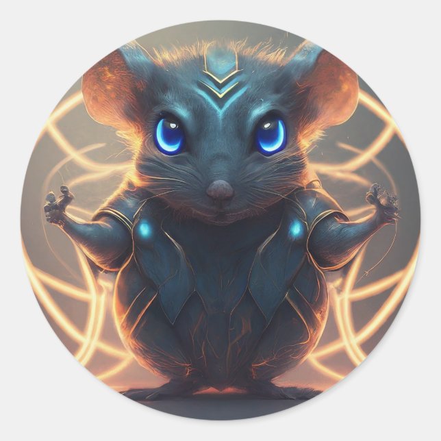 Adesivo Redondo Rato de super-herói (Frente)