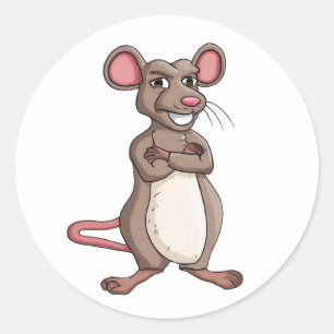 Adesivo Redondo Rato do personagem de desenho animado