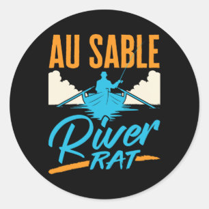 Adesivo Redondo Rato do Rio Au Sable Caiaque Canoagem Pesca Barco