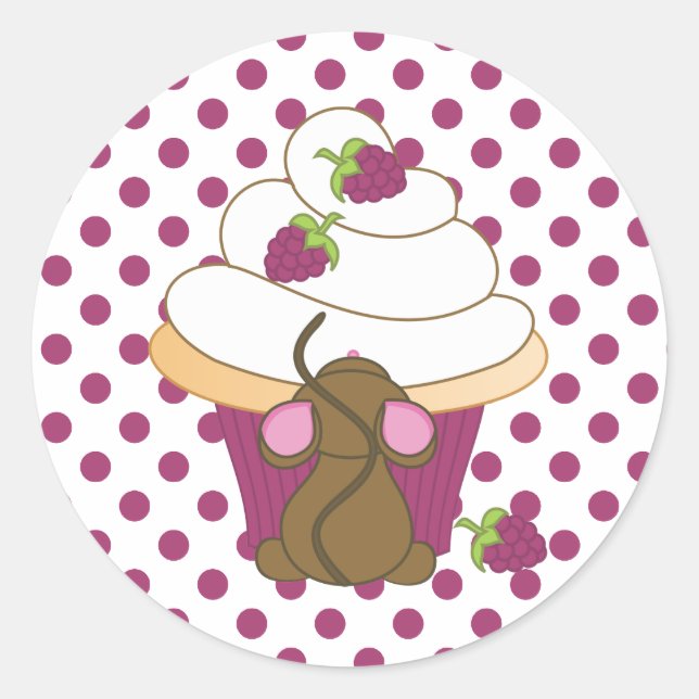 Adesivo Redondo Rato e Cupcake (Frente)