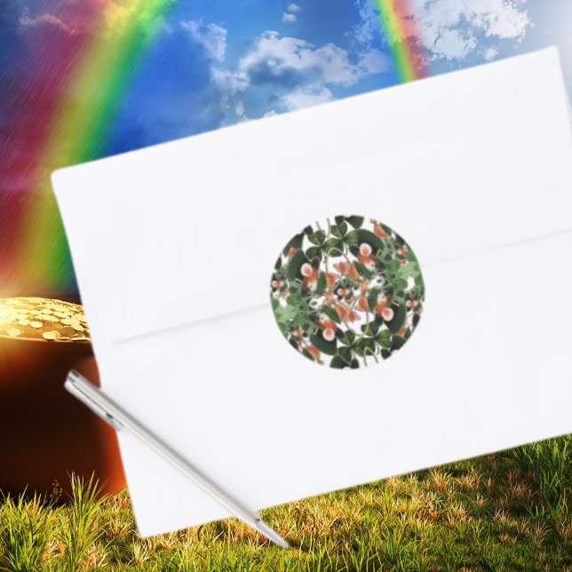 Adesivo Redondo Rato irlandês Caleidoscópio Duas Ruas. Dia de Patr (Irish Mouse Kaleidoscope Two St. Patrick's Day Classic Round Sticker)