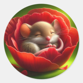 Adesivo Redondo Rato Muito Bonito Dormindo