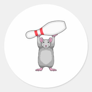 Adesivo Redondo Rato na Boliche com pino de Boliche