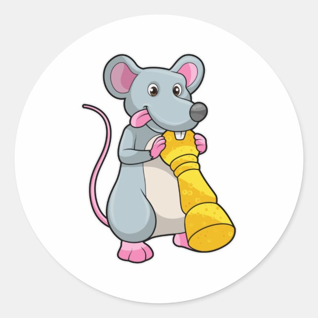 Adesivo Redondo Rato no xadrez com peão de xadrez (Frente)