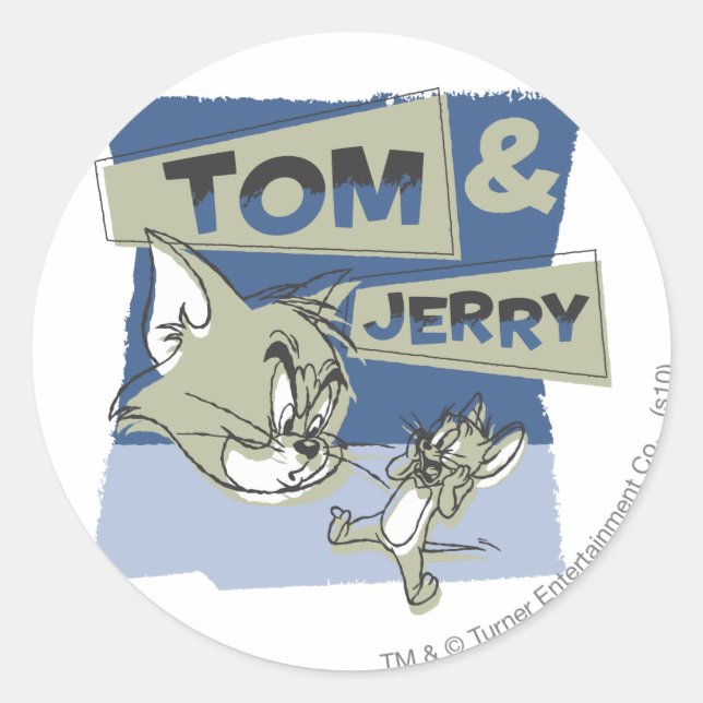 Adesivo Redondo Rato Tom e Jerry Scaredey (Frente)