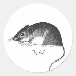 Adesivo Redondo rato vintage mouse retrô elegante chique
