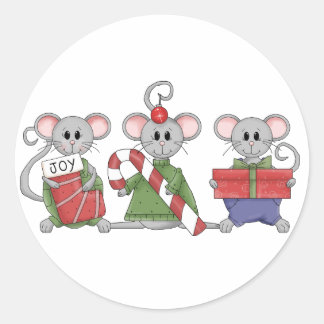 Adesivo Redondo Ratos de Natal