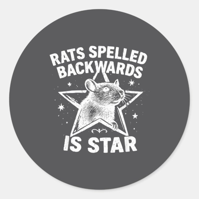 Adesivo Redondo Rats Spelled Backwards Is Star  (Frente)