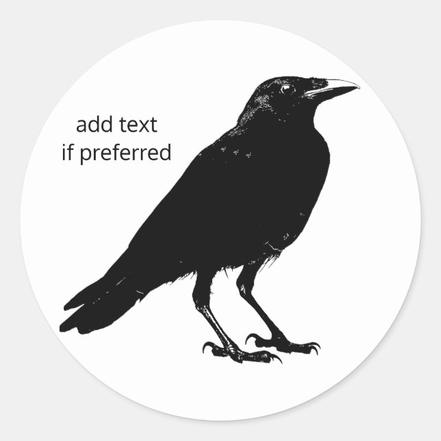 Adesivo Redondo Raven Corvid Bird Stickers (Frente)