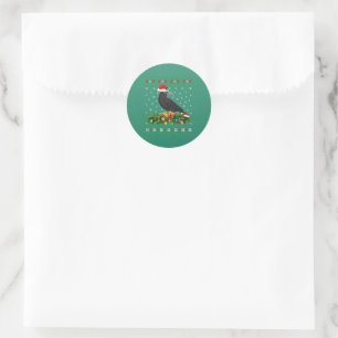 Adesivo Redondo Raven Crow Bird Lover Xmas Santa Hat Ugly Crow
