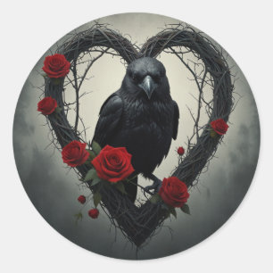 Adesivo Redondo Raven do Dia dos Namorados 
