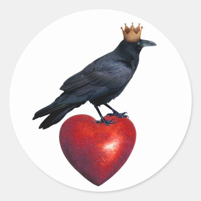 Adesivo Redondo Raven King Heart Sticker (Frente)