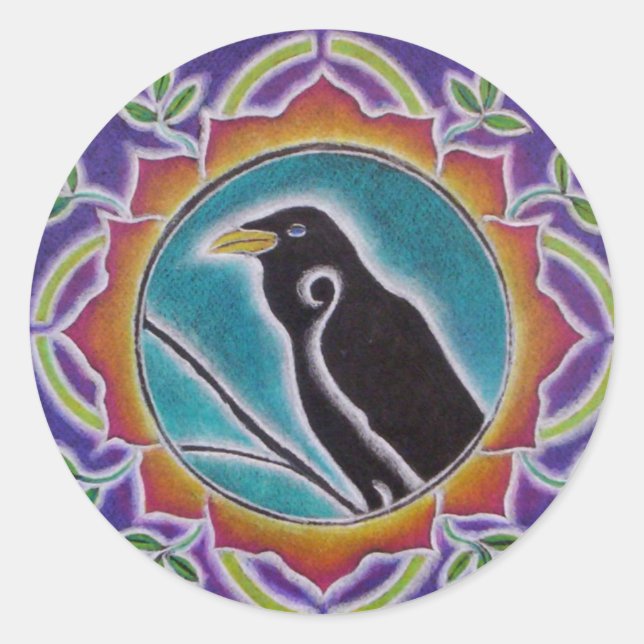 Adesivo Redondo Raven Mandala Sticker (Frente)