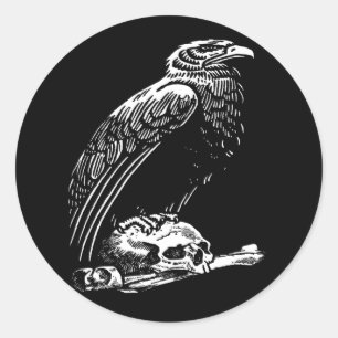 Adesivo Redondo Raven Skull Sticker