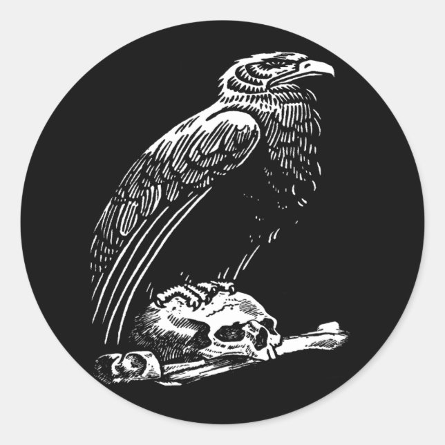 Adesivo Redondo Raven Skull Sticker